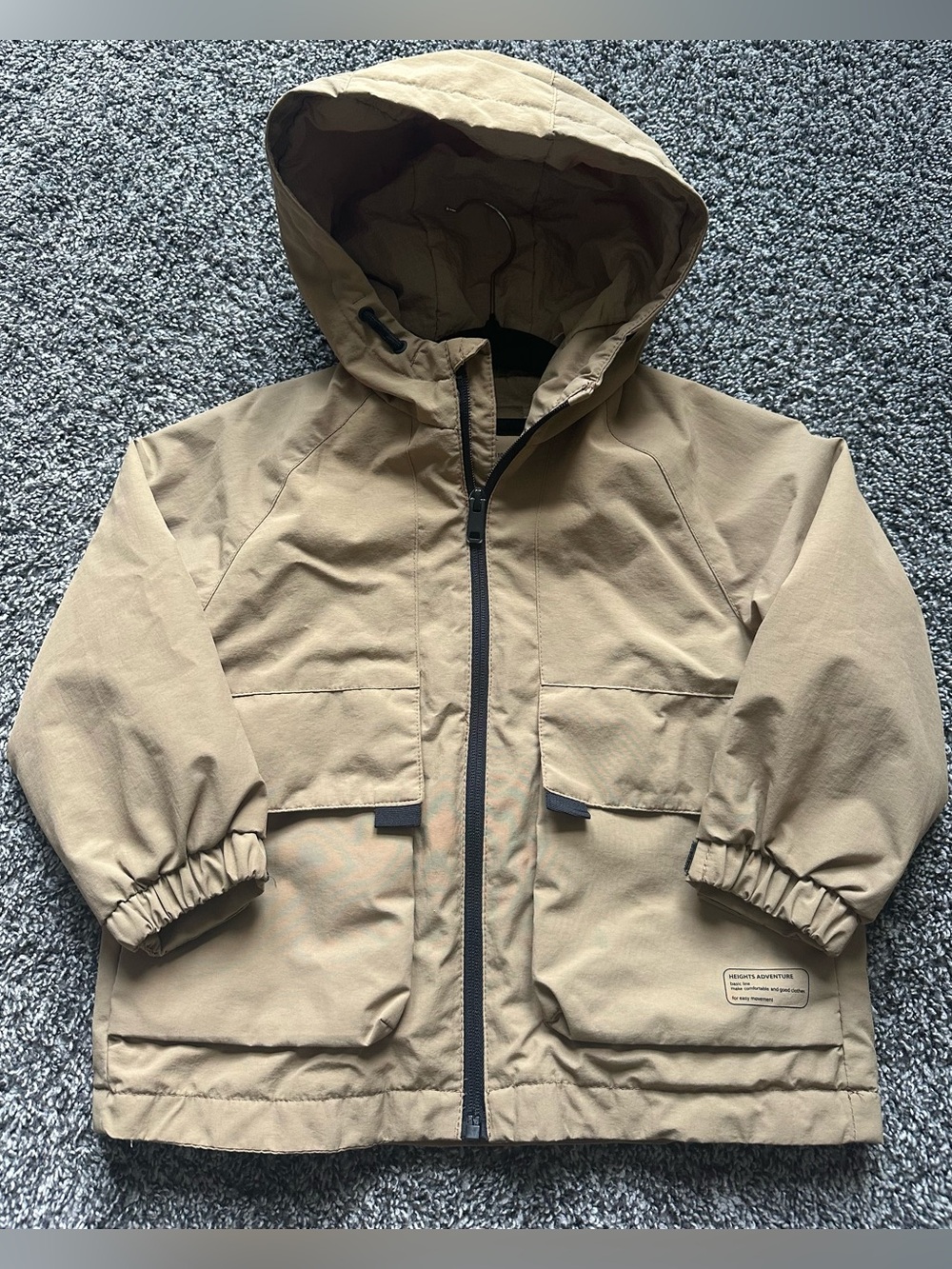 ZARA Boy Hooded Parka Windbreaker Jacket  in Tan and Black Size 5